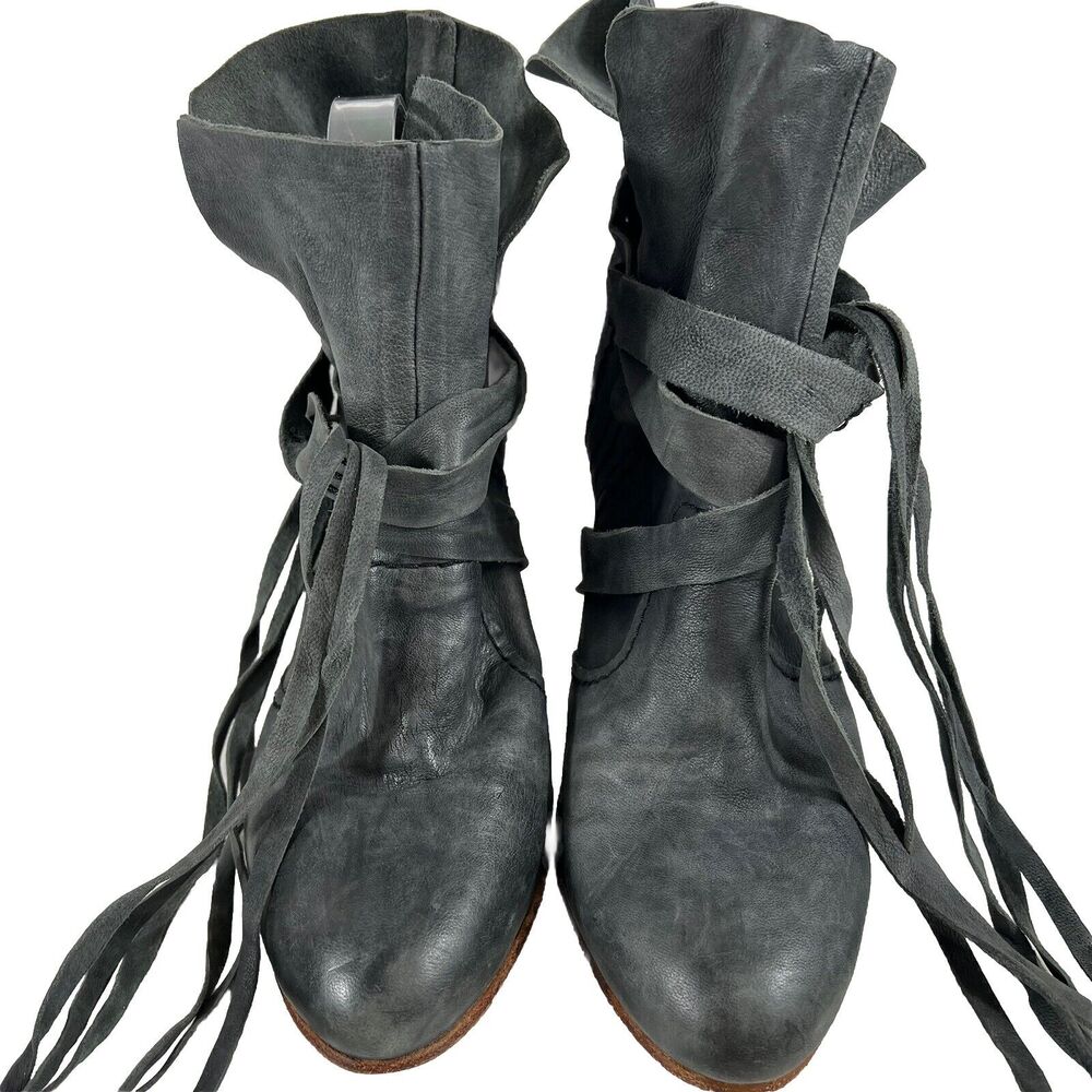 Free People Size 39 US 9 Seven Wonders Leather Ankle Boots Women’s Gray Buttery - Picture 3 of 13